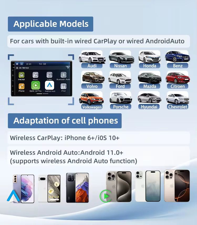 2 in 1  Wirelss Car Play